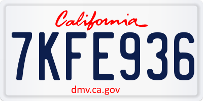 CA license plate 7KFE936