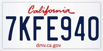 CA license plate 7KFE940