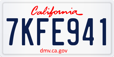CA license plate 7KFE941