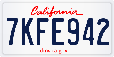 CA license plate 7KFE942