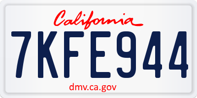 CA license plate 7KFE944