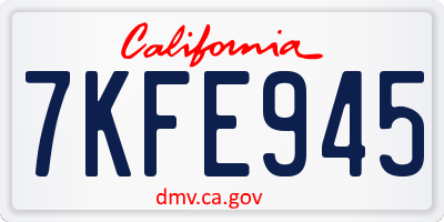 CA license plate 7KFE945