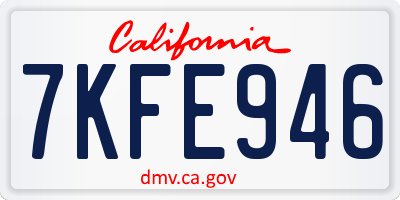 CA license plate 7KFE946