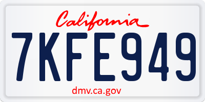 CA license plate 7KFE949
