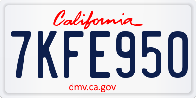 CA license plate 7KFE950