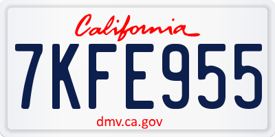 CA license plate 7KFE955