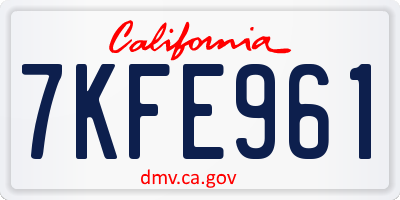 CA license plate 7KFE961