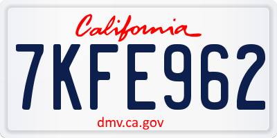 CA license plate 7KFE962