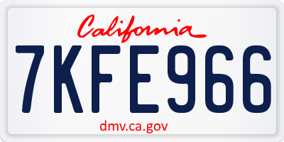 CA license plate 7KFE966