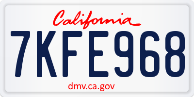 CA license plate 7KFE968
