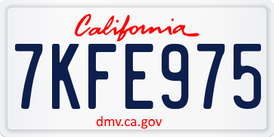 CA license plate 7KFE975
