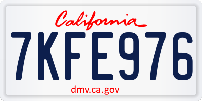 CA license plate 7KFE976