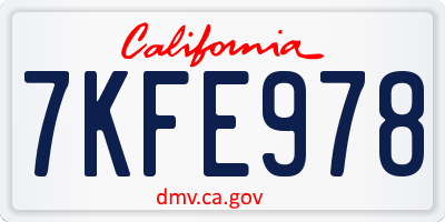 CA license plate 7KFE978