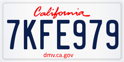 CA license plate 7KFE979
