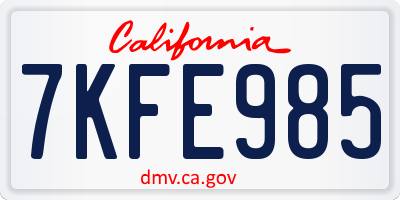 CA license plate 7KFE985