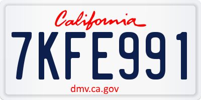 CA license plate 7KFE991