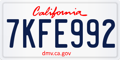 CA license plate 7KFE992