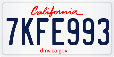 CA license plate 7KFE993