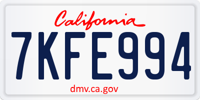 CA license plate 7KFE994