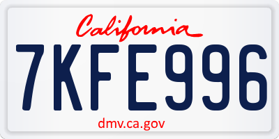 CA license plate 7KFE996