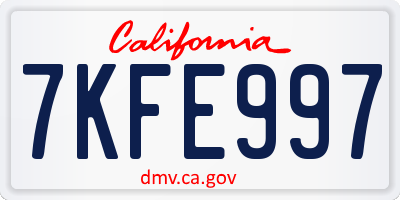 CA license plate 7KFE997