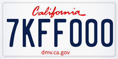 CA license plate 7KFF000