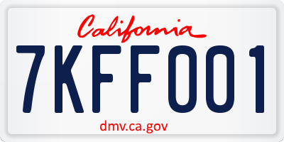 CA license plate 7KFF001