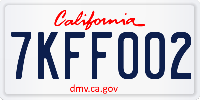 CA license plate 7KFF002