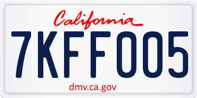 CA license plate 7KFF005