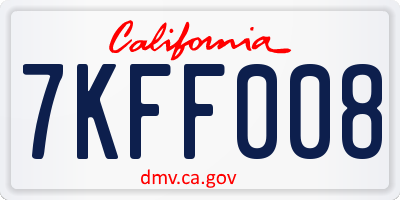 CA license plate 7KFF008