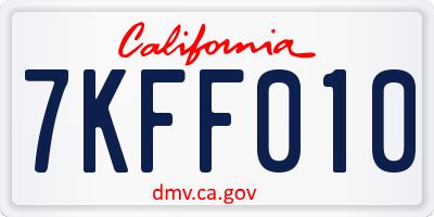 CA license plate 7KFF010