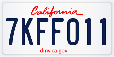CA license plate 7KFF011
