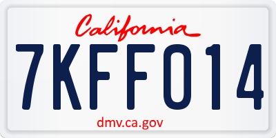 CA license plate 7KFF014