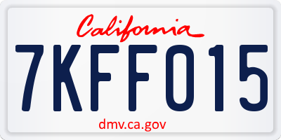CA license plate 7KFF015