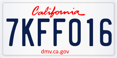 CA license plate 7KFF016