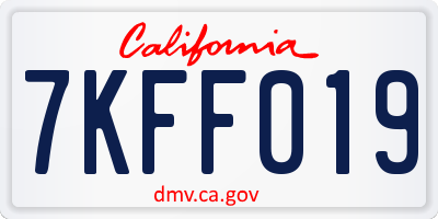 CA license plate 7KFF019