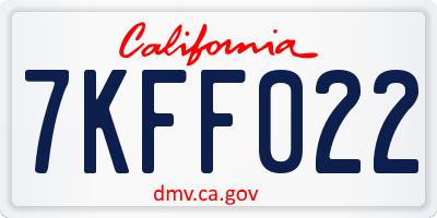 CA license plate 7KFF022