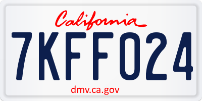 CA license plate 7KFF024