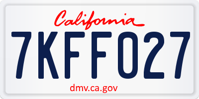 CA license plate 7KFF027