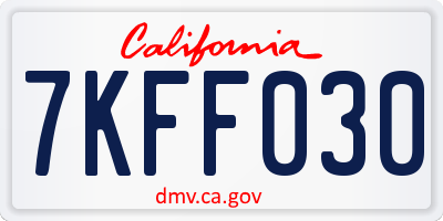 CA license plate 7KFF030