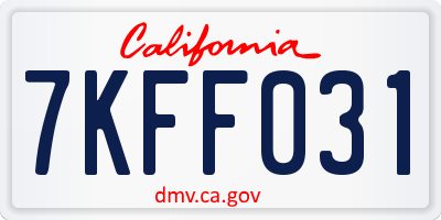 CA license plate 7KFF031