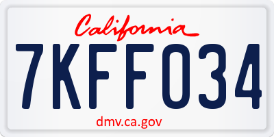 CA license plate 7KFF034