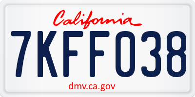 CA license plate 7KFF038