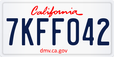 CA license plate 7KFF042