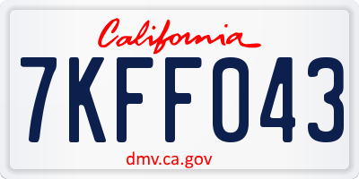 CA license plate 7KFF043