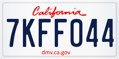 CA license plate 7KFF044