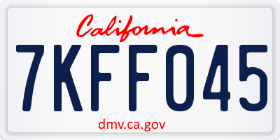 CA license plate 7KFF045