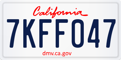 CA license plate 7KFF047