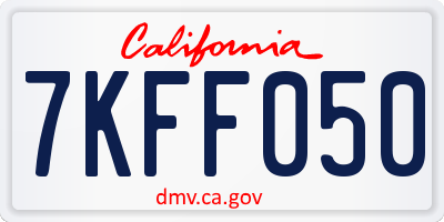 CA license plate 7KFF050