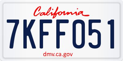 CA license plate 7KFF051